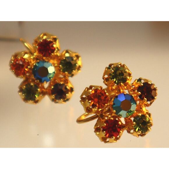Vintage Rhinestone Austria Brooch Earrings Set - Picture 8 of 10